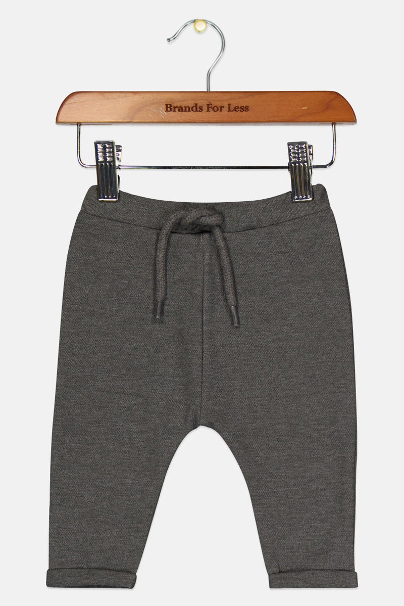 guppy Toddlers Boy Drawstring Plain Sweatpants, Grey - Image 2